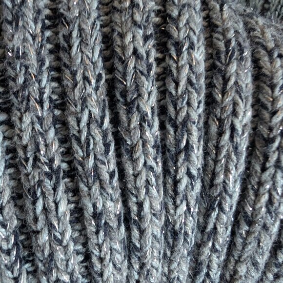 Liz Claiborne Liz & Co Vintage Grey Cable Knit Sweater Metallic Thread Medium - Picture 4 of 11